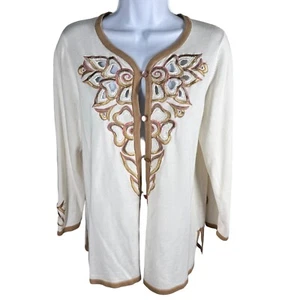 Bob Mackie Women’s Sz S Embroidered Embellished Cardigan Sweater - Picture 1 of 8