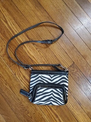 Merona Black And White Zebra Crossbody Purse - Image 1 of 4