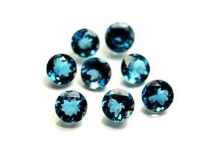 10 Pcs Natural London Blue Topaz 6mm Round Shape Faceted Cut Loose Gemstone - Picture 1 of 7