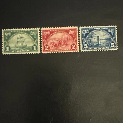 Us Stamp Scott #614 - 616  HUGUENOT WALLOON SET - MOGNH - VF - - Image 1 of 2