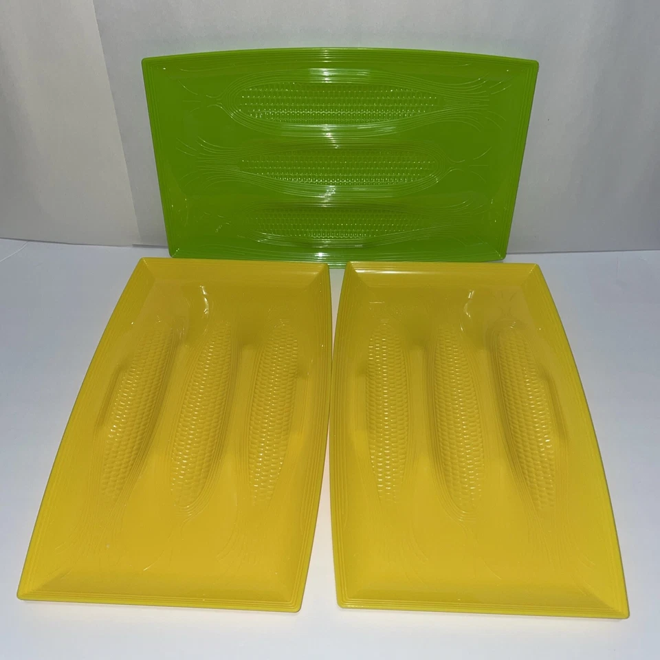 Hutzler Corn On The Cob Serving Platters Set Of 3, Yellow And Green - Image 1 of 4
