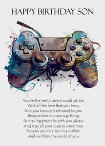 NEW 'Happy Birthday Son ' - A5 Card for Him For Birthday Gaming Controller - Picture 1 of 3