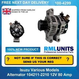 Alternator For Isuzu D-Max 1.9 (1898ccm) Diesel RZ4ETC Mk II TFS87J 2017-2022 - Picture 1 of 5