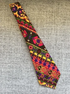 Cravatta uomo vintage anni 60 bohemien floreale fiore potere fiori groovy colorati anni 70 - Foto 1 di 8