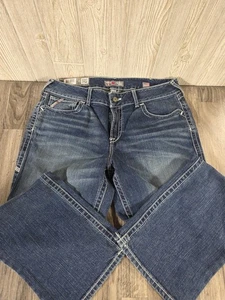 NEW WIT TAGS ARIAT 10019544 WOMENS FR MID RISE ENTWINED BOOT CUT JEAN 33R - Picture 1 of 17