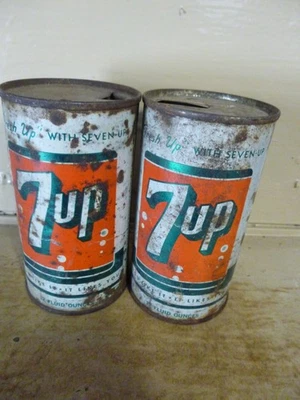 LATAS DE CERVEZA DE ACERO CON TAPA PLANA Y PESTAÑA DE JUGO 7UP - [LATAS VACÍAS, LEER DESCRIPCIÓN]- Foto 1 de 4