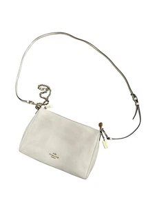Coach Borsa a tracolla in pelle ciottolata donna bianco oro catena zip F32212 - Foto 1 di 8