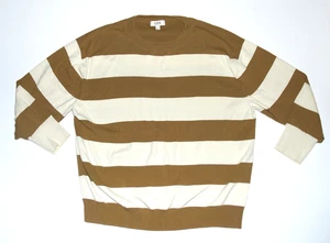 COS Jumper Medium Striped Mens Beige Brown Crew Neck Sweater Pullover Preppy - Picture 1 of 3