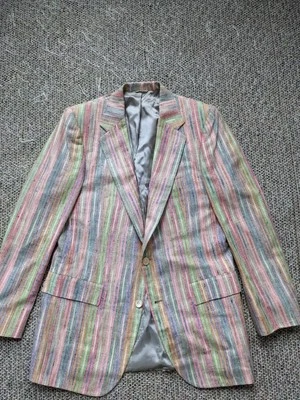 vintage CANDY STRIPE blazer LINEN kentucky derby 38L ivy league PREPPY - Image 1 of 4