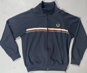 Fred Perry Sportswear VTG 80s Track Jacket DARK BLUE Full Zip Long Sleeve Mens M - Picture 1 of 5