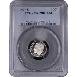 1997-S 10c Roosevelt Clad Proof Dime ~ PCGS PR69DCAM - Bild 1 von 2