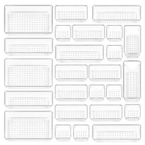 Juego de organizadores de cajones de plástico transparente de 25 piezas, baño y furgoneta versátiles de 4 tamaños... - Imagen 1 de 8