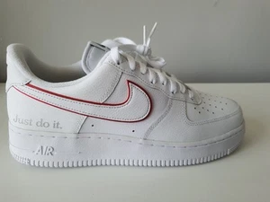 Nike Air Force One Low White Red Swoosh "Just Do It" Trainers Size UK 7 BNIB - Picture 1 of 6