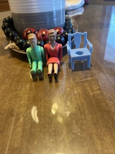 Vintage Renwal Jointed Dollhouse Figures Mother Boy Son Chair  (see photos) - Picture 1 of 10