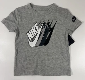 NEW Nike Graphic Short Sleeve Cotton T-Shirt Sz 2T 1-2 Yrs Grey 76E947-042 Boys - Picture 1 of 8