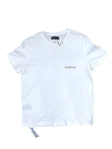 Camiseta blanca marca púrpura para hombre con logotipo estampado de leopardo L nueva con etiquetas - Imagen 1 de 8