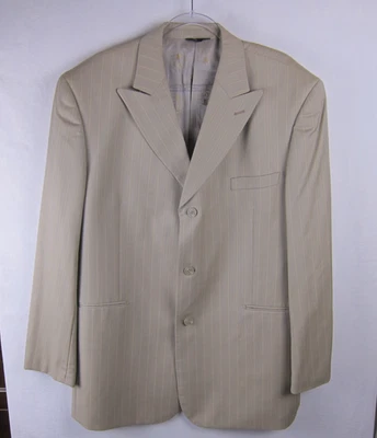 Traje Y2K Para Hombres Phat Farm Premium Blanco Crema Talla 46R Blazer de 3 Botones Plisado Foto 1 de 4