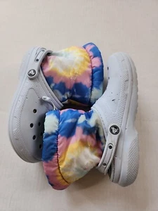 CROCS Women's Boots Classic Lined Neo Puff Tie Dye Mineral Blue Boot Size 9 - Picture 1 of 8