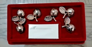 6 x Silber Apfel Tischkarten Menü Halter Vintage Geschirr Urlaub Party - Bild 1 von 4