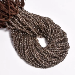 Natural Smoky Quartz Gemstone Coin Shape Faceted Beads 3X3X2mm Strand 12" EB-498 - Picture 1 of 2