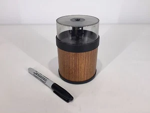 RARE Vtg WOOD GRAIN DESKTOP PENCIL SHARPENER Mid Century IT Movie Retro Art prop - Picture 1 of 4