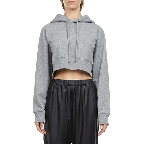 Felpa con cappuccio MM6 Maison Margiela da donna tagliata grigia taglia XS