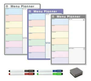 Magnetic Weekly Menu Planner, Dry Wipe Fridge Whiteboard or Dry Erase Board - Picture 1 of 24