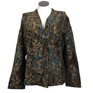 Coldwater Creek Reversible Jacket Womens Sz 3X Brown Multicolor V-Neck 2 Buttons - Picture 1 of 15
