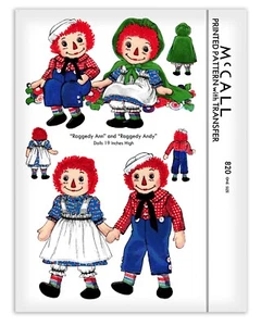 Raggedy Ann & Andy Rag Doll + Clothes Cape Dress Cloth Sewing Pattern McCALL 820 - Picture 1 of 2