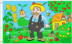HAPPY GARDENING FLAG 5' x 3' Allotment Garden Club Gardeners Allotments  - Picture 1 of 1