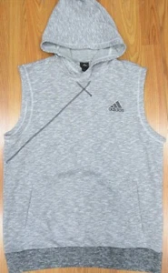 ADIDAS HOODIE SWEATSHIRT COTTON BLEND SLEVELESS GRAY & BLACK Sz LARGE, L - Picture 1 of 4
