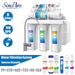 100GPD 6 Stage Alkaline RO Reverse Osmosis Drinking Water Filter System Purifier - Picture 1 of 25