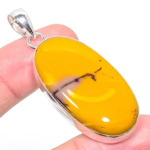 Colgante de joyería de plata de ley 925 con piedras preciosas de mocaita natural tamaño 2,5" - Imagen 1 de 1