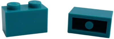 Lego 10 Stück Stein 1x2 dunkel türkis (dark turquoise) Steine (3004) Basic Neu - Bild 1 von 2