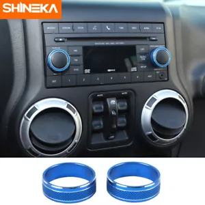 Blue CD Player Switch Knob Cover Trim Ring For Wrangler JK / Compass / Patriot - Foto 1 di 9