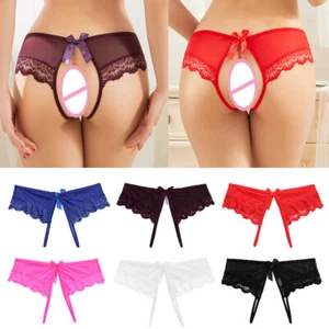 Sexy Crotchless Underwear Glamour Panties Knickers Thong String Briefs Lingerie - Picture 1 of 26
