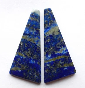 39.85 Ct Natural Lapis Lazuli (38.7mm X 17.6m each) Cabochon Loose Match Pair 07 - Picture 1 of 3