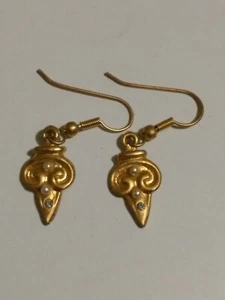 Gold Coloured Drop Earrings - New without tags - Picture 1 of 2