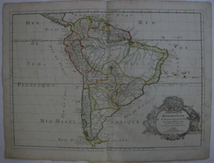 America de Sur Meridionale Südamerika Orig Kupferstichkarte Sanson 1669 - Picture 1 of 6