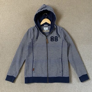 FAT FACE Hoodie Full Zip Jacket with Pockets Navy White Stripe Nautical UK 12 - Picture 1 of 12