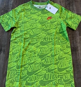 NWT Nike Boys YXL Olive/Lime Green/Orange All Over Print Shirt XL - Picture 1 of 2