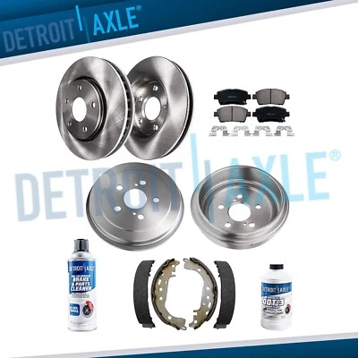 Front Rotors Ceramic Brake Pads Rear Drums Shoes for 2004 - 2008 Toyota Prius - Image 1 of 4