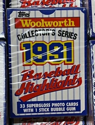 Juego de 33 tarjetas Superbrillo Topps Woolworth 1991 de béisbol Highlights selladas de fábrica Foto 1 de 4