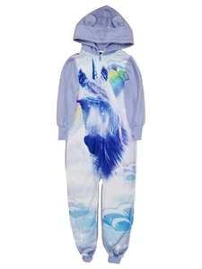 Girls White & Blue Unicorn One Piece Sleeper Bodysuit w/ Hood X-Small (4/5) - Picture 1 of 1