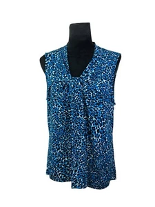 Calvin Klein ärmellose Bluse Größe XL blau Animalprint U-Ausschnitt - Bild 1 von 10