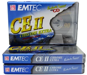 PACK DE 3 CINTAS DE CASETE DE AUDIO EXTRA CROMADAS TIPO 2 EMTEC CE II 90 EN BLANCO NUEVAS Y PRECINTADAS - Imagen 1 de 8