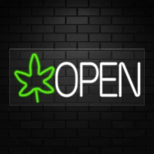Insegna Dispensario Aperta per Espositori Aziendali | LED Flex Neon | 32"W x 13"H x 1"D - Foto 1 di 5