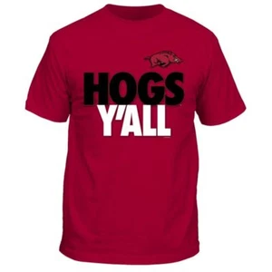 Arkansas Razorbacks T-Shirt - Hogs Yall - Logo - Y'all - Short Sleeve New - Picture 1 of 4