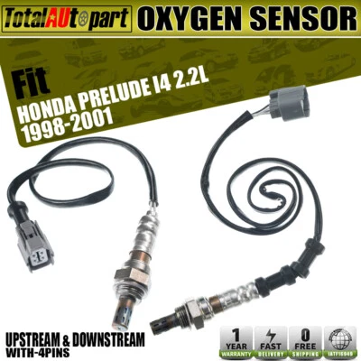 2x 02 sensores de oxígeno O2 para Honda Prelude 1998-2001 L4 2,2 L H22A4 aguas arriba y aguas abajo Foto 1 de 4