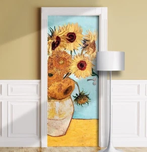 Van Gogh Sunflowers Door Mural, Peel'n'Stick, Sticker, Cover, Decal - Picture 1 of 14